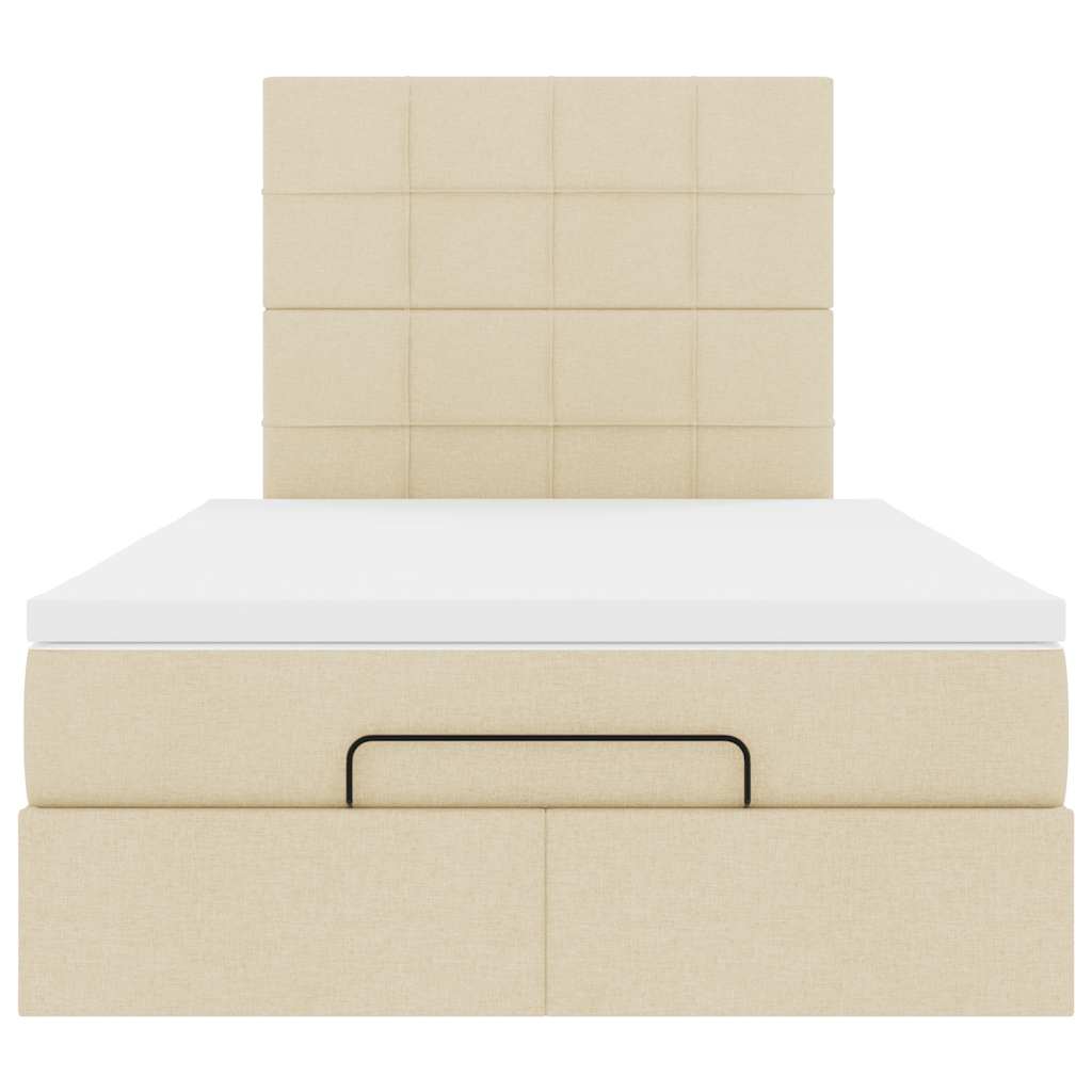 Struttura Letto Pouf con Materasso Crema 120x200 cm in Tessuto