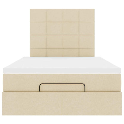 Struttura Letto Pouf con Materasso Crema 120x200 cm in Tessuto