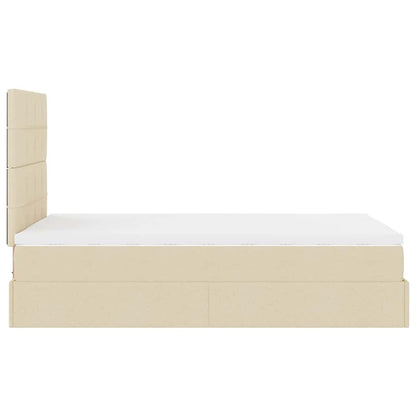 Struttura Letto Pouf con Materasso Crema 120x200 cm in Tessuto