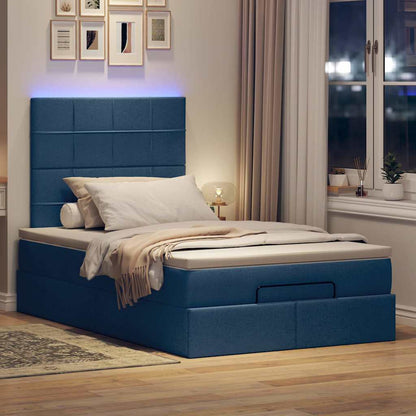 Struttura Letto Pouf con Materasso Blu 120x200 cm in Tessuto | homemem39