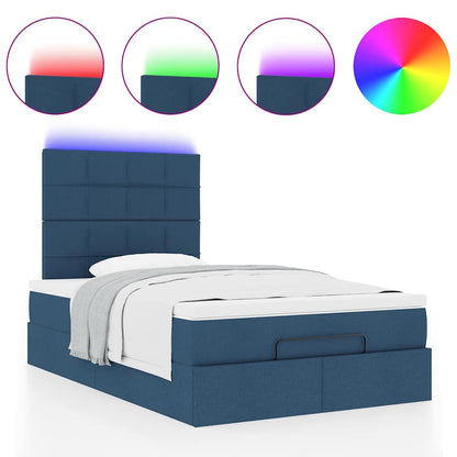 Struttura Letto Pouf con Materasso Blu 120x200 cm in Tessuto | homemem39