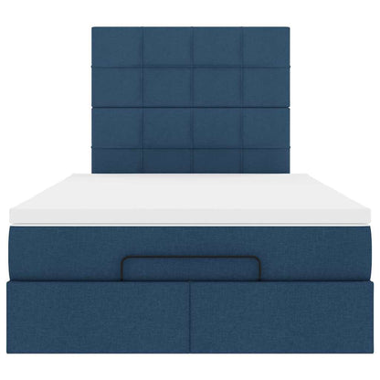 Struttura Letto Pouf con Materasso Blu 120x200 cm in Tessuto | homemem39