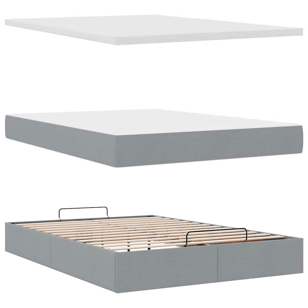 Struttura Letto Pouf con Materasso 140x190 cm in Tessuto | homemem39