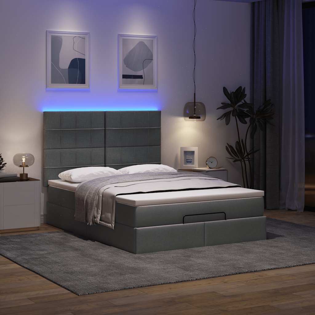 Struttura Letto Pouf con Materasso 140x190 cm in Tessuto | homemem39