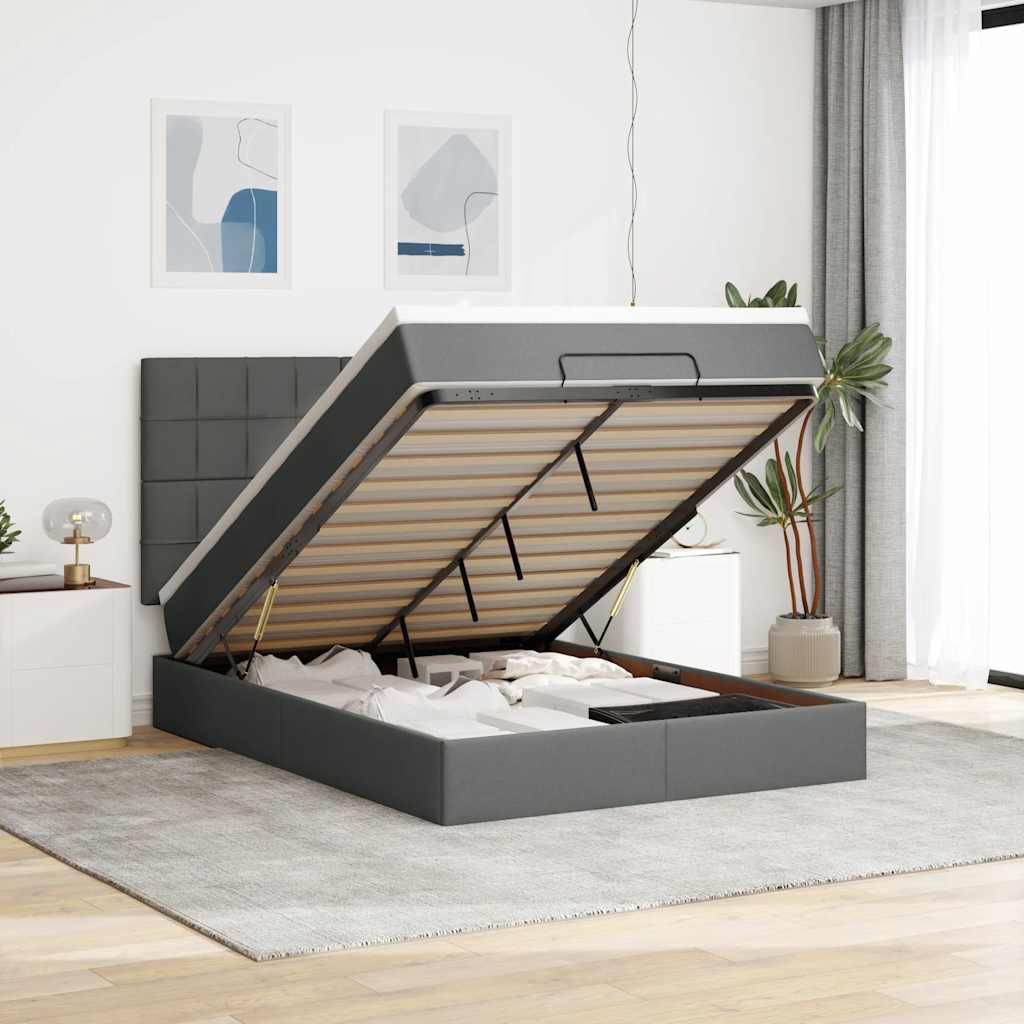 Struttura Letto Pouf con Materasso 140x190 cm in Tessuto | homemem39