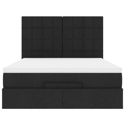 Struttura Letto Pouf con Materasso Nero 140x190 cm in Tessuto | homemem39