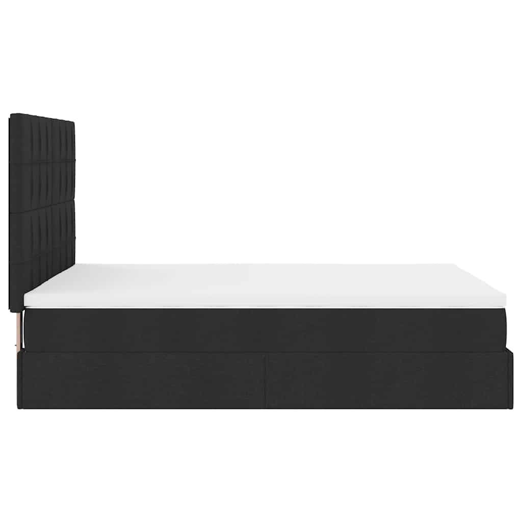Struttura Letto Pouf con Materasso Nero 140x190 cm in Tessuto | homemem39