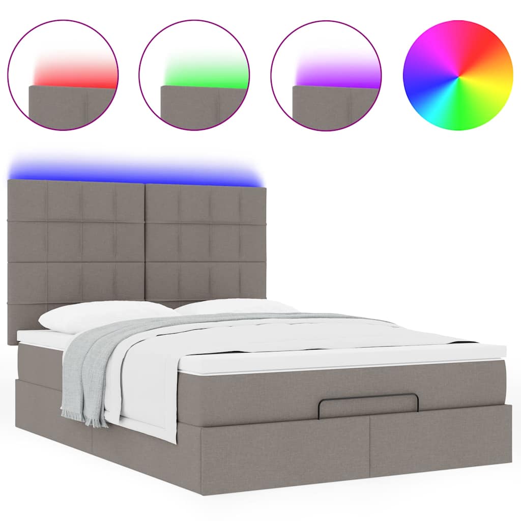 Struttura Letto Pouf con Materasso Tortora 140x190 cm Tessuto | homemem39