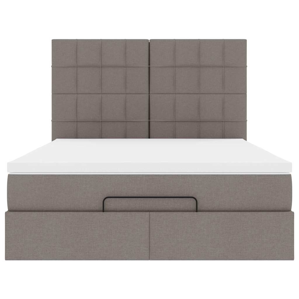Struttura Letto Pouf con Materasso Tortora 140x190 cm Tessuto | homemem39