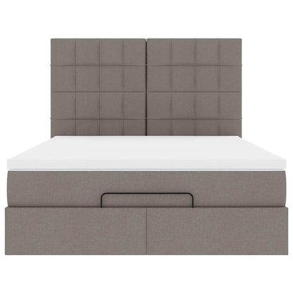 Struttura Letto Pouf con Materasso Tortora 140x190 cm Tessuto | homemem39