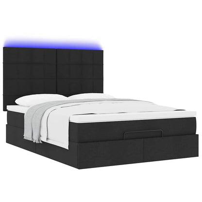 Struttura Letto Pouf con Materasso Nero 140x200 cm in Tessuto | homemem39