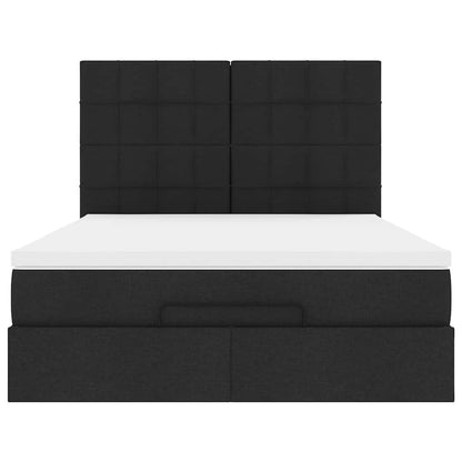 Struttura Letto Pouf con Materasso Nero 140x200 cm in Tessuto | homemem39
