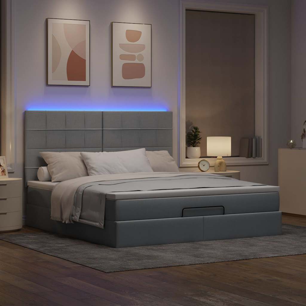 Struttura Letto Pouf con Materasso 160x200 cm in Tessuto | homemem39