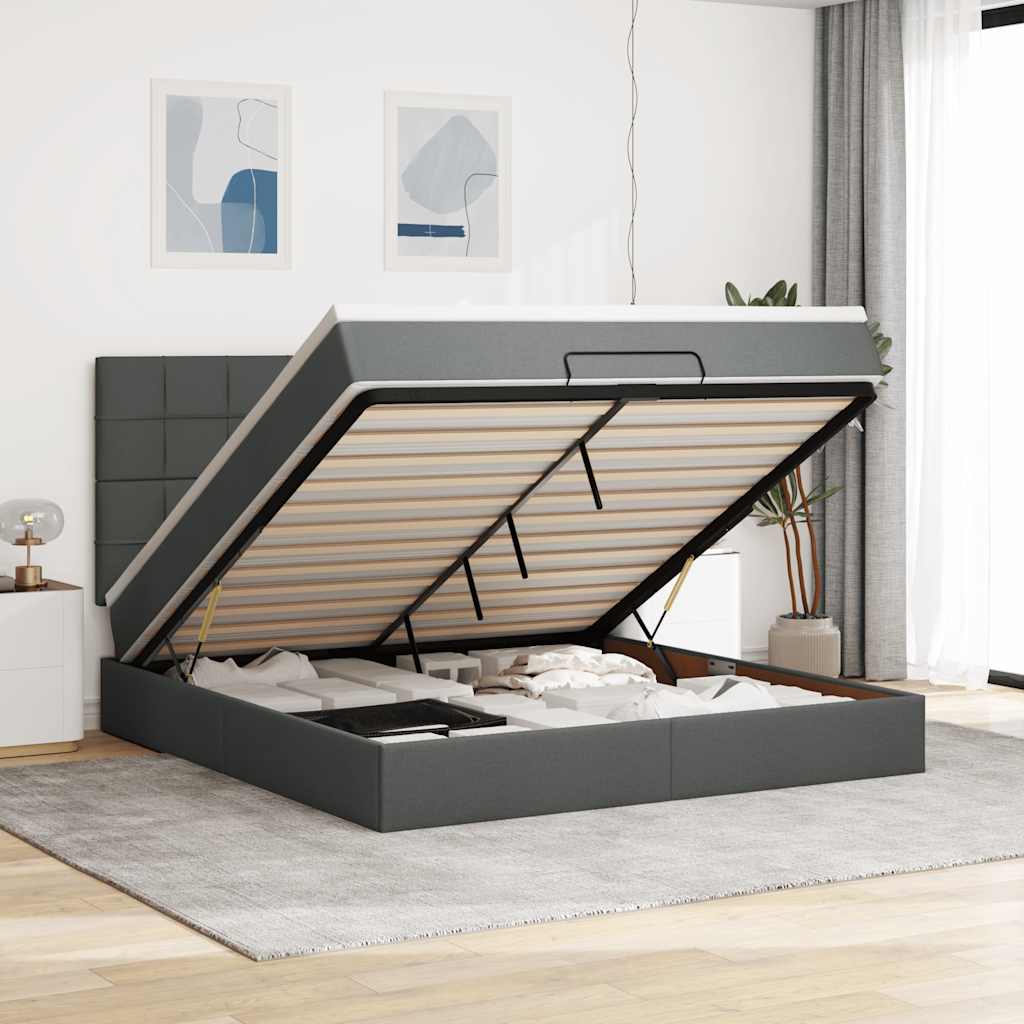 Struttura Letto Pouf con Materasso 160x200 cm in Tessuto | homemem39