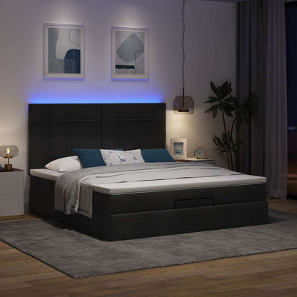 Struttura Letto Pouf con Materasso Nero 160x200 cm in Tessuto | homemem39