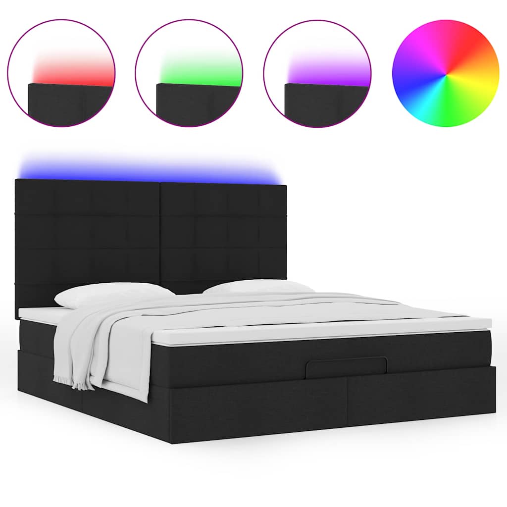Struttura Letto Pouf con Materasso Nero 160x200 cm in Tessuto | homemem39
