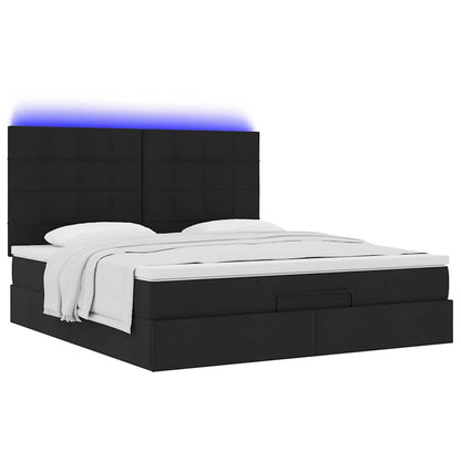 Struttura Letto Pouf con Materasso Nero 160x200 cm in Tessuto | homemem39