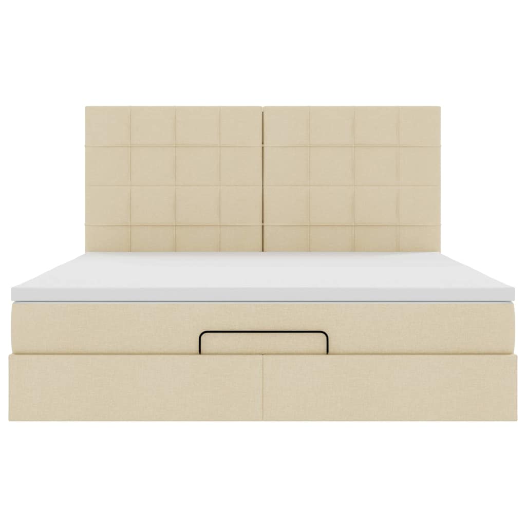 Struttura Letto Pouf con Materasso Crema 160x200 cm in Tessuto | homemem39