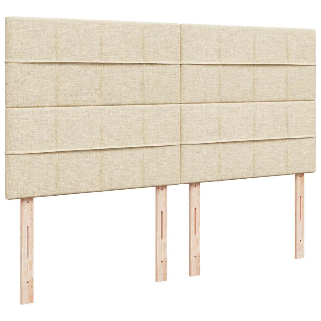 Struttura Letto Pouf con Materasso Crema 160x200 cm in Tessuto | homemem39