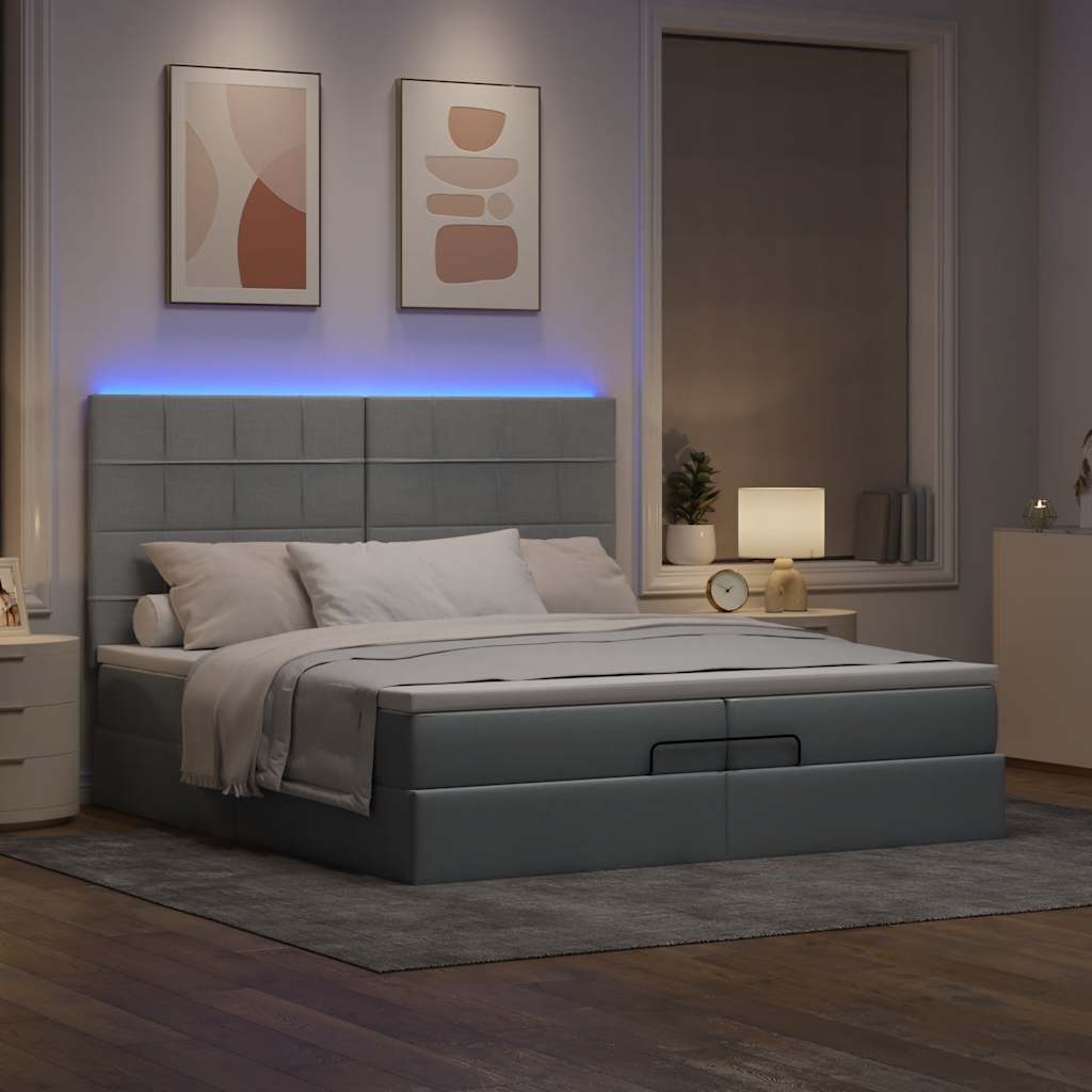 Struttura Letto Pouf con Materassi 200x200 cm in Tessuto | homemem39