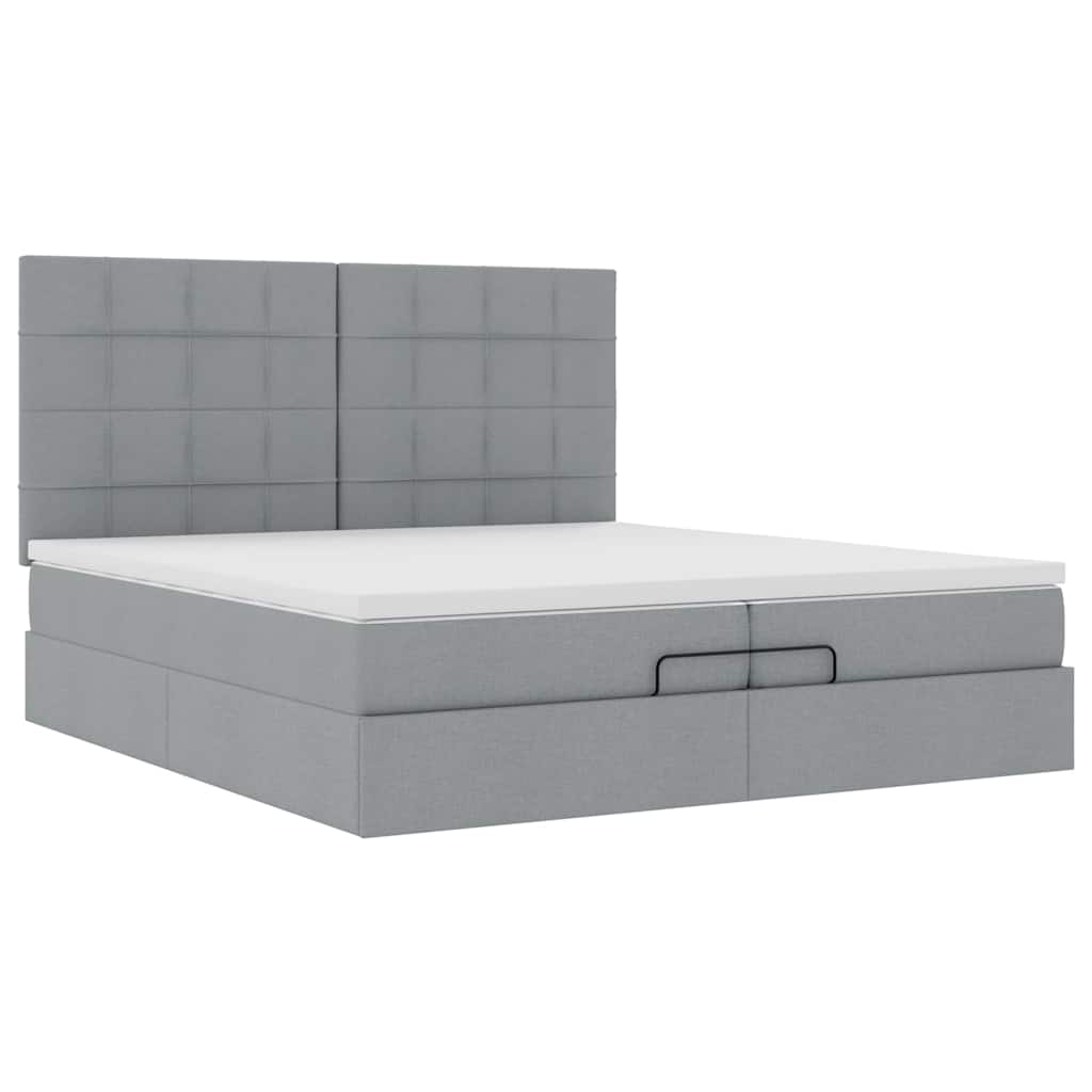 Struttura Letto Pouf con Materassi 200x200 cm in Tessuto | homemem39