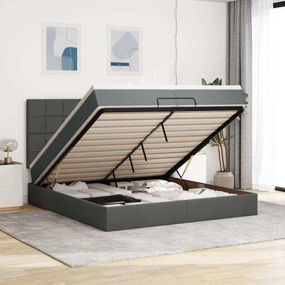 Struttura Letto Pouf con Materassi 200x200 cm in Tessuto | homemem39