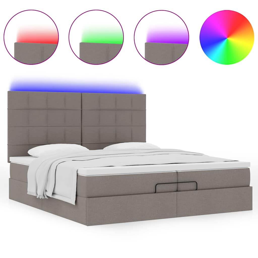 Struttura Letto Pouf con Materassi Tortora 200x200 cm Tessuto | homemem39