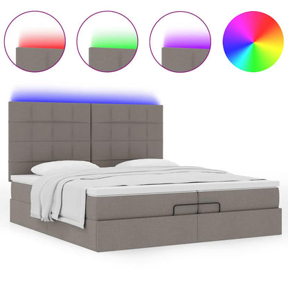 Struttura Letto Pouf con Materassi Tortora 200x200 cm Tessuto | homemem39