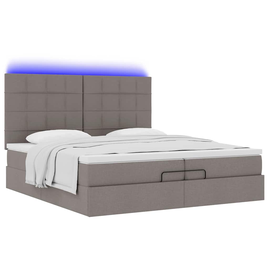 Struttura Letto Pouf con Materassi Tortora 200x200 cm Tessuto | homemem39