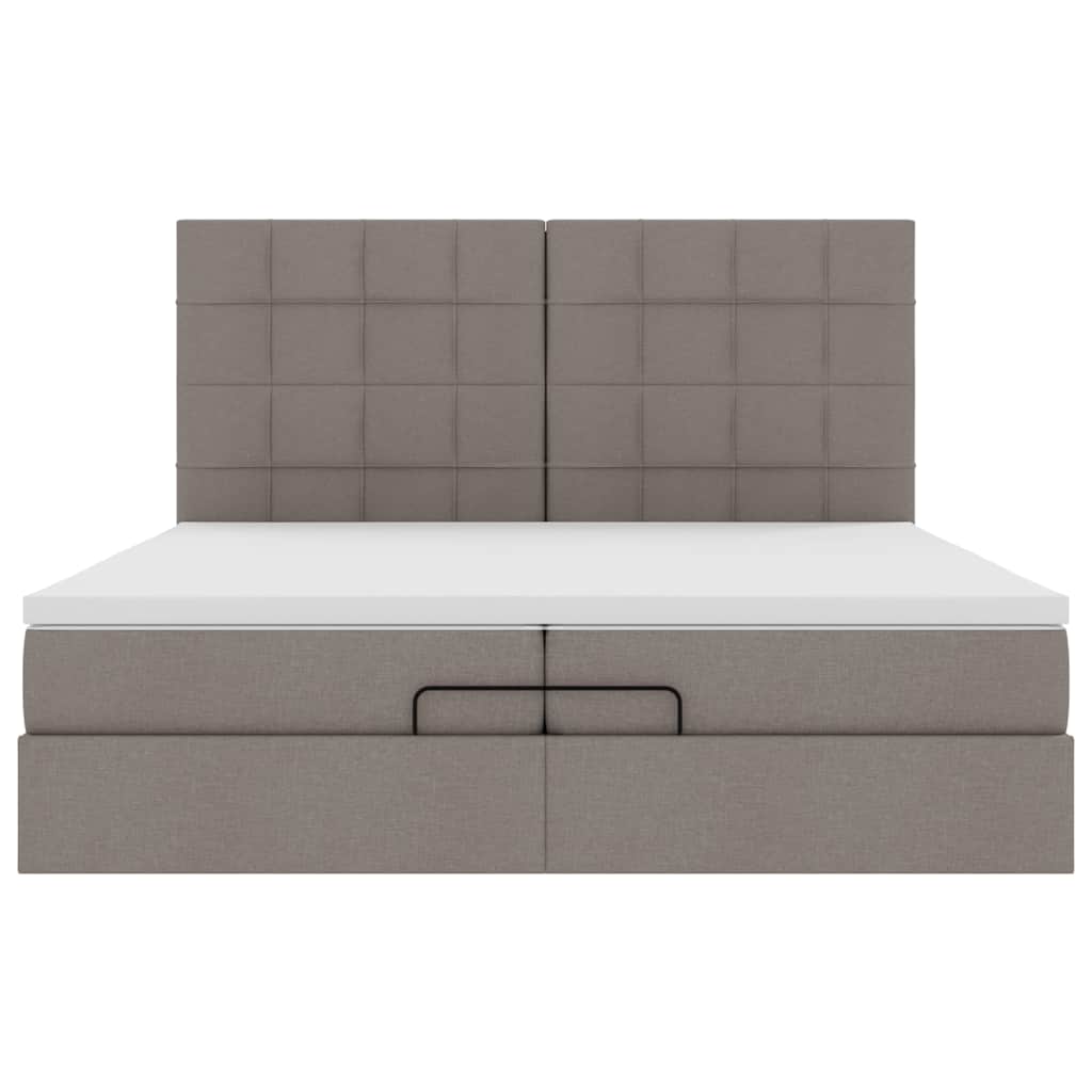 Struttura Letto Pouf con Materassi Tortora 200x200 cm Tessuto | homemem39