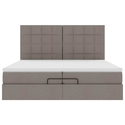 Struttura Letto Pouf con Materassi Tortora 200x200 cm Tessuto | homemem39