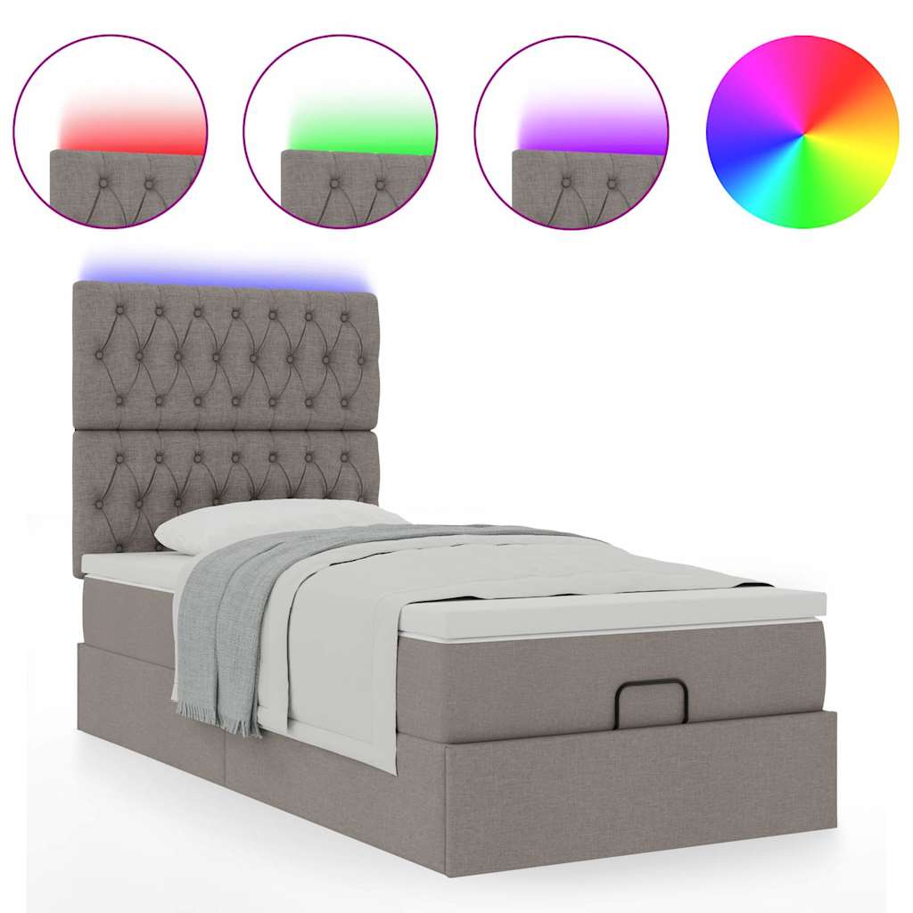 Struttura Letto Pouf con Materasso Tortora 80x200 cm in Tessuto | homemem39