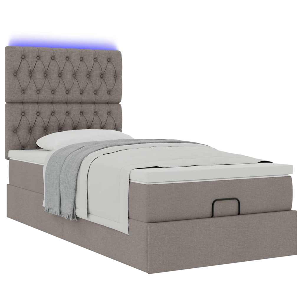 Struttura Letto Pouf con Materasso Tortora 80x200 cm in Tessuto