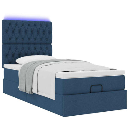 Struttura Letto Pouf con Materasso Blu 80x200 cm in Tessuto | homemem39