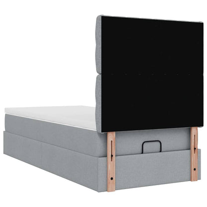Pouf Letto con Materasso e LED Grigio Chiaro 90x200 cm Tessuto