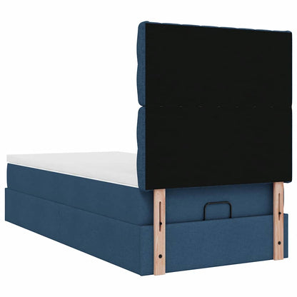 Struttura Letto Pouf con Materasso Blu 90x200 cm in Tessuto