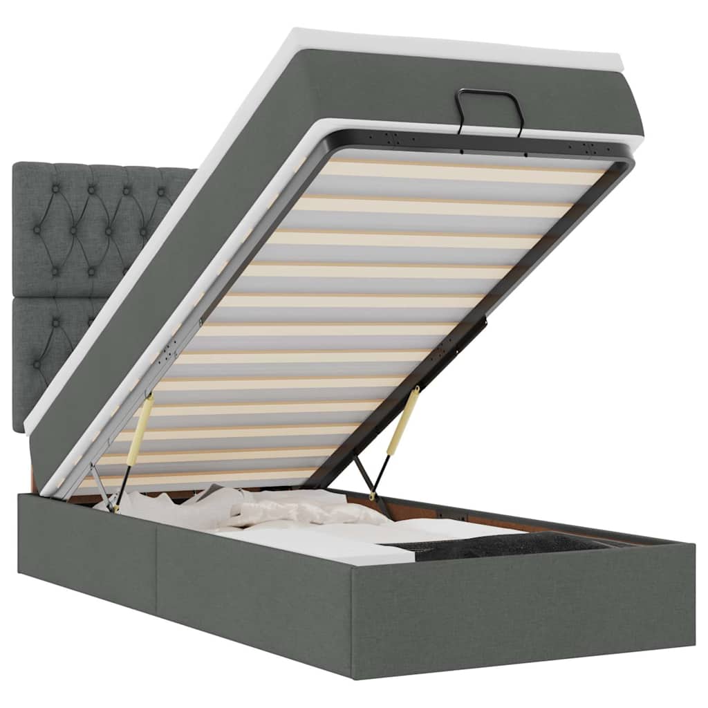 Struttura Letto Pouf con Materasso 100x200 cm in Tessuto - homemem39