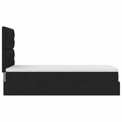 Struttura Letto Pouf con Materasso Nero 100x200 cm in Tessuto