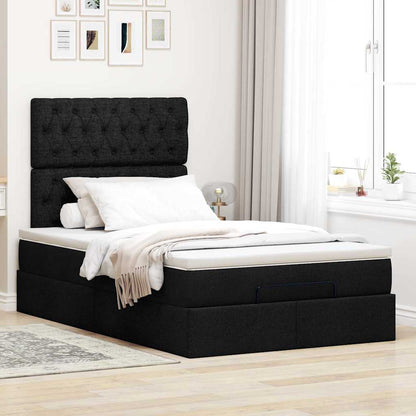 Struttura Letto Pouf con Materasso Nero 120x190 cm in Tessuto