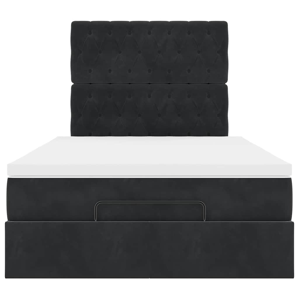 Struttura Letto Pouf con Materasso Nero 120x190 cm in Tessuto