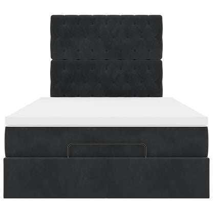 Struttura Letto Pouf con Materasso Nero 120x190 cm in Tessuto