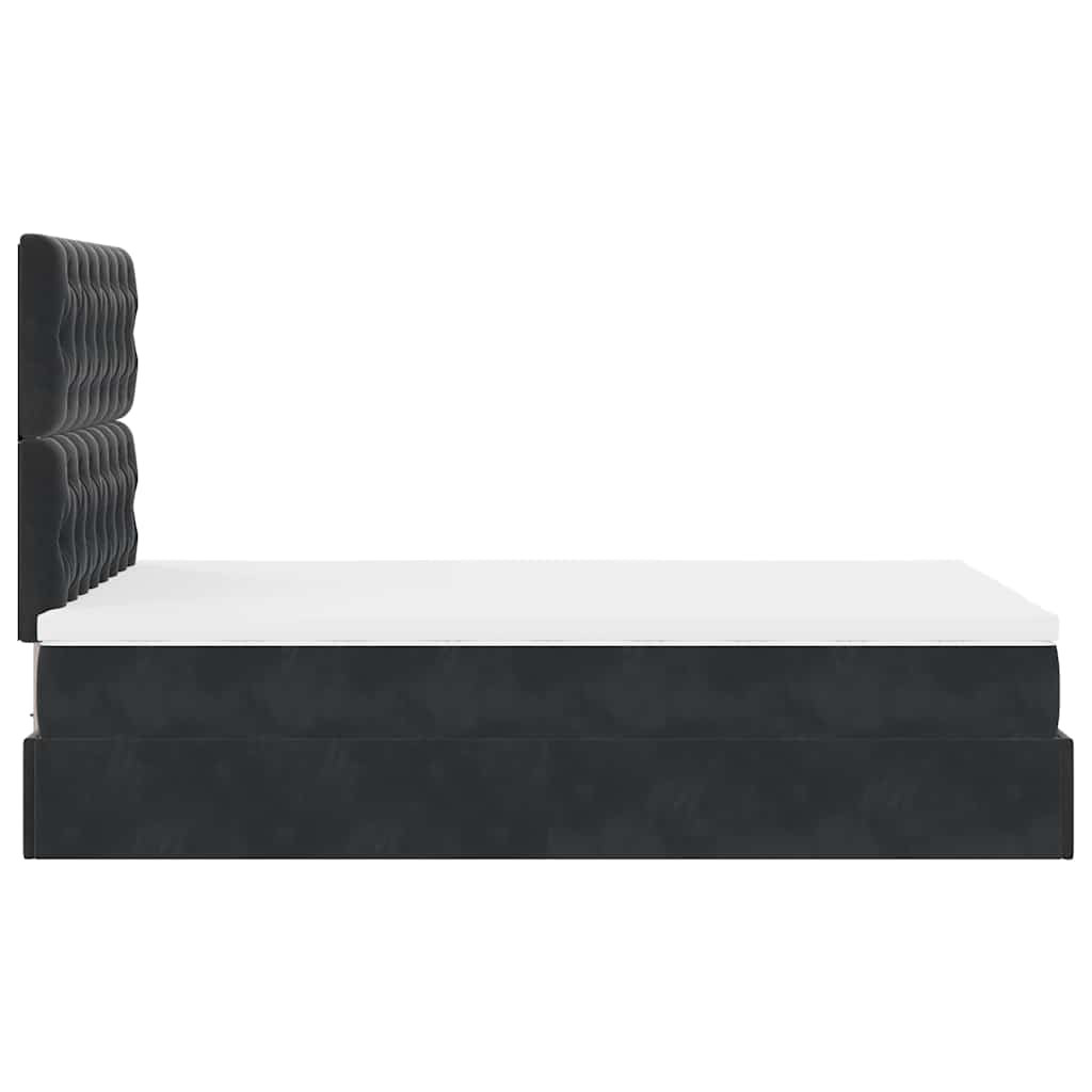 Struttura Letto Pouf con Materasso Nero 120x190 cm in Tessuto