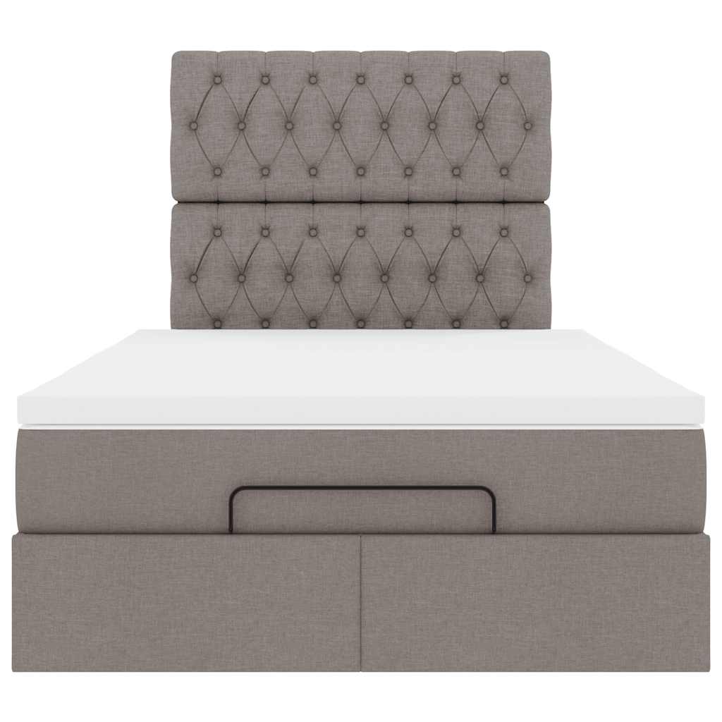 Struttura Letto Pouf con Materasso Tortora 120x190 cm Tessuto