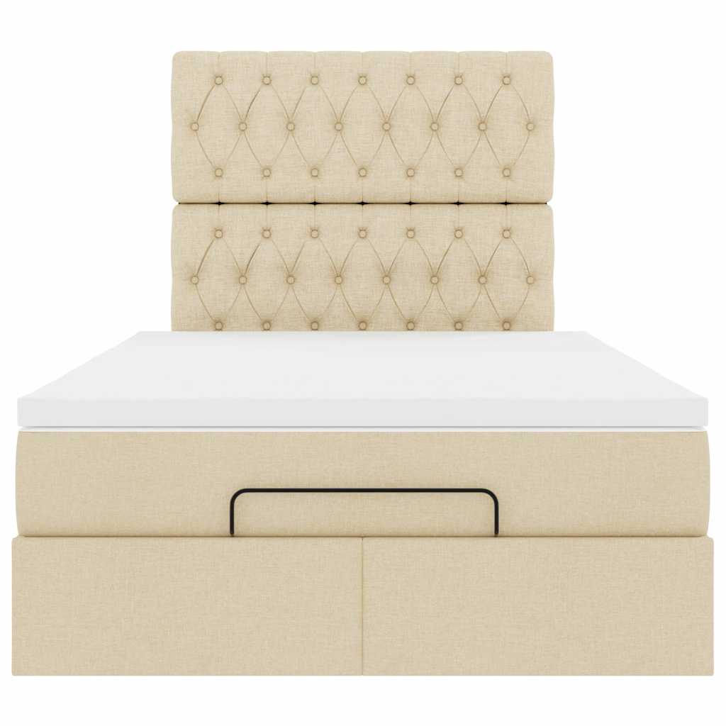 Struttura Letto Pouf con Materasso Crema 120x190 cm in Tessuto