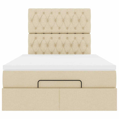 Struttura Letto Pouf con Materasso Crema 120x190 cm in Tessuto