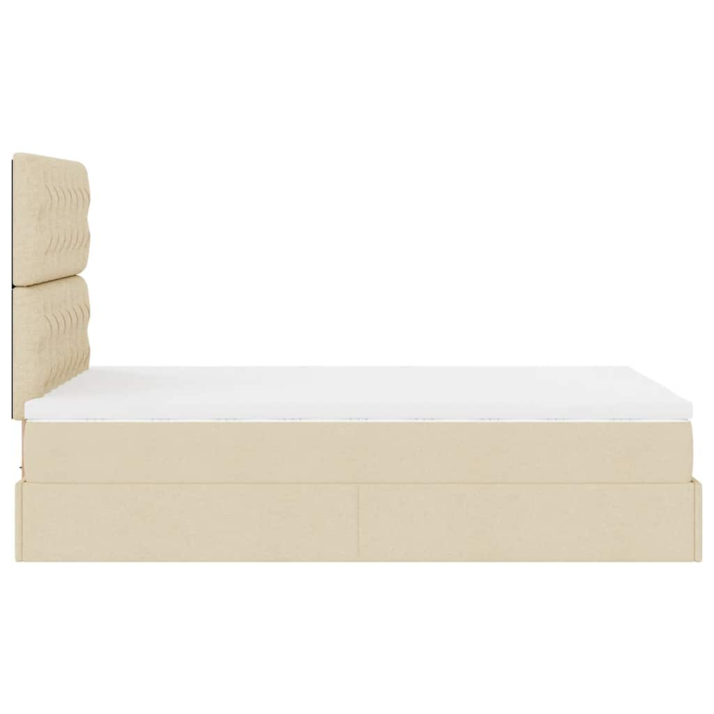 Struttura Letto Pouf con Materasso Crema 120x190 cm in Tessuto