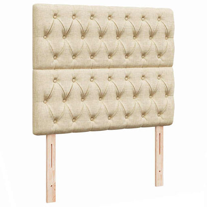 Struttura Letto Pouf con Materasso Crema 120x190 cm in Tessuto