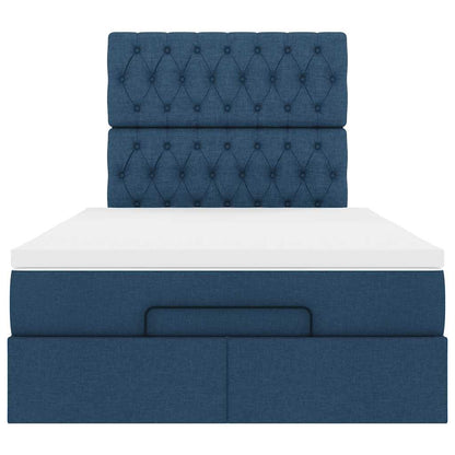 Struttura Letto Pouf con Materasso Blu 120x190 cm in Tessuto