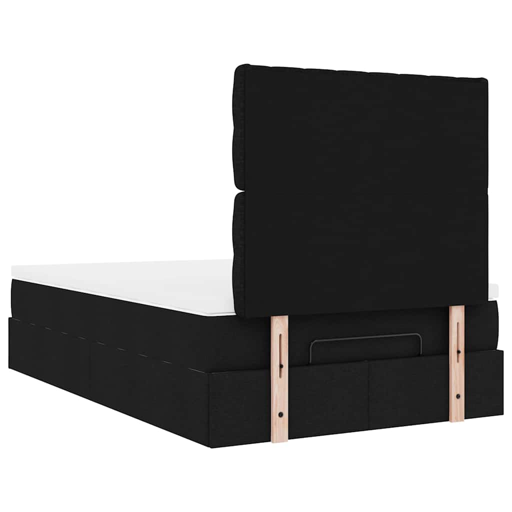 Struttura Letto Pouf con Materasso Nero 120x200 cm in Tessuto