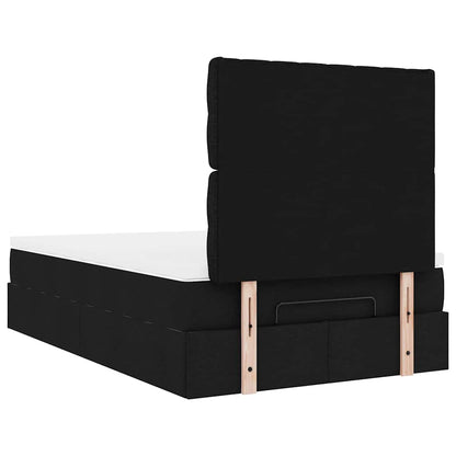 Struttura Letto Pouf con Materasso Nero 120x200 cm in Tessuto